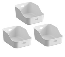 Paquete de 3 contenedores de plástico blanco NEPA Market/organizador de almacenamiento despensa canasta contenedores grandes