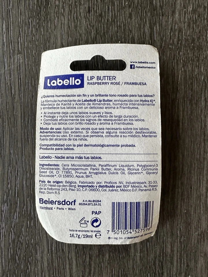 Lata de mantequilla labial Labello. Rosa frambuesa. Embalaje original nuevo precintado. 19 ml Foto 2 de 4