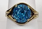 Vintage HC Hattie Carnegie Vermeil Sterling Silver Blue Tourmaline Ring Sz: 9