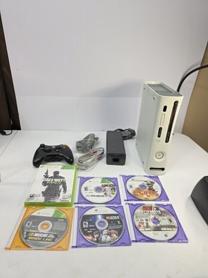 Xbox 360 White Fat Falcon No HDD Works 6 Games Controller Bundle 