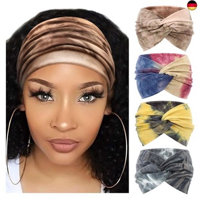 DRESHOW 4 Stück Damen Stirnband Elastische Weiche Stirnbänder Kopfband Haarband 