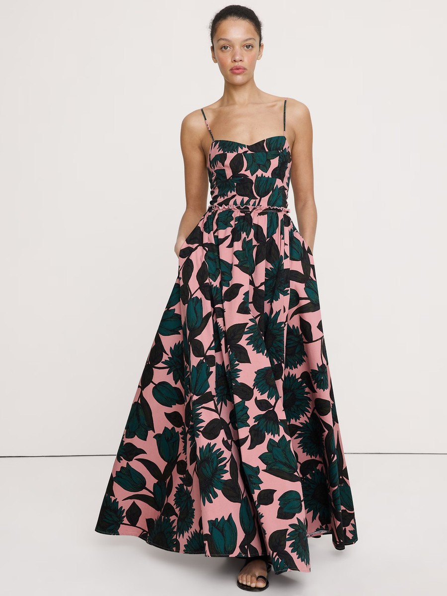 Soft Cotton Corset Maxi Dress-Banana Republic|29975 | eBay