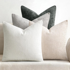 Pack of 4 Couch Throw Pillow Covers 18X18 Inch Gray Soft Decorative Chenille Pil