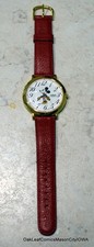 Disney Minnie Mouse Watch Lorus Gold Tone Red band NEW unworn. 1.5" Across