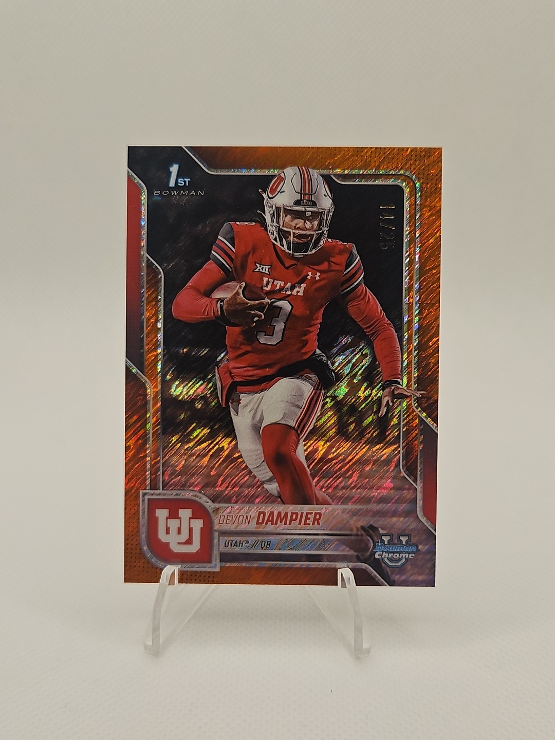 2025 Bowman Chrome U Football Devon Dampier 1st Bowman Orange Shimmer /25 SP