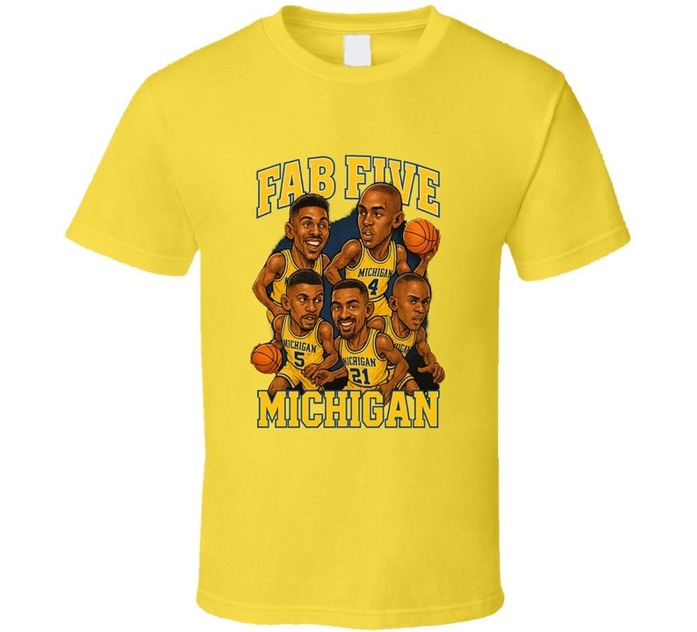 Fab Five Michigan Basketball Retro Tribute T Shirt | eBay