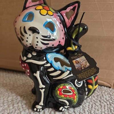 BLUE SKY CLAYWORKS HALLOWEEN TAG DER TOTEN KATZE TEELICHT (NEU MIT ETIKETT)