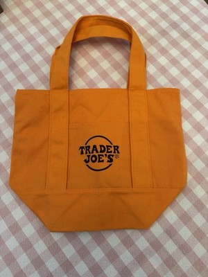 Trader Joe's Orange Canvas Foldable Solid Reusable Shopping Tote Bag