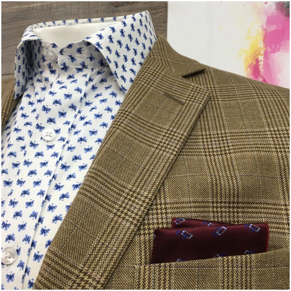 TALLIA Hombres Blazer Abrigo Deportivo Chaqueta Informal Talla 42R Lana Seda Dos Botones Traje Foto 2 de 4