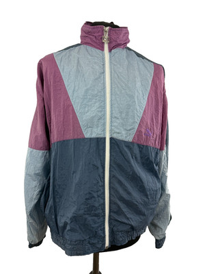 Puma Nylon Trainingsjacke XL 42-44 im Colour Block Vintage 80er 90er Style beschädigt
