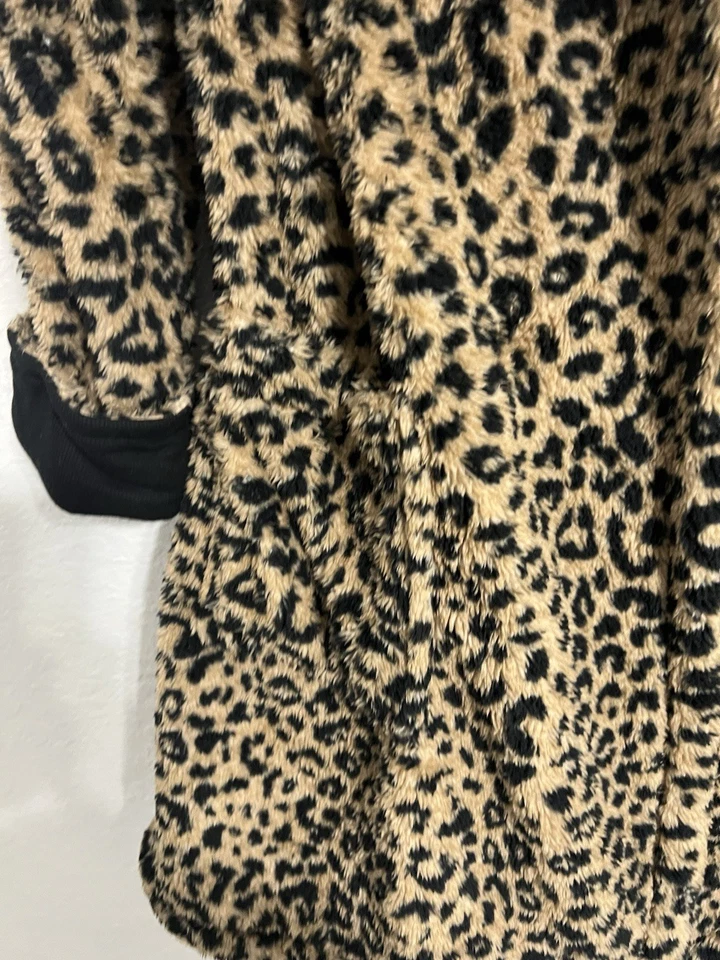 DKNY womens leopard print hooded robe 2 Pocket Front Size S/M No Belt - Image 4 of 4