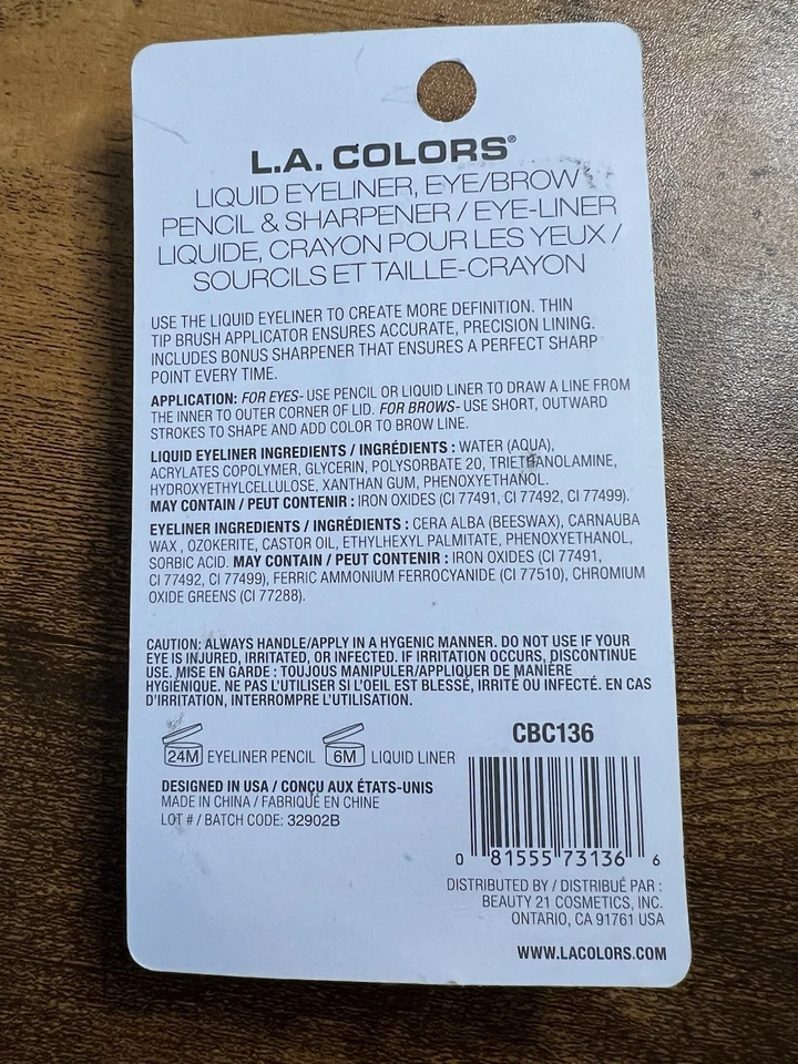 La Colors Liquid Liner & Eye/brow Pencil, CBC136, BLACK - Image 2 of 2