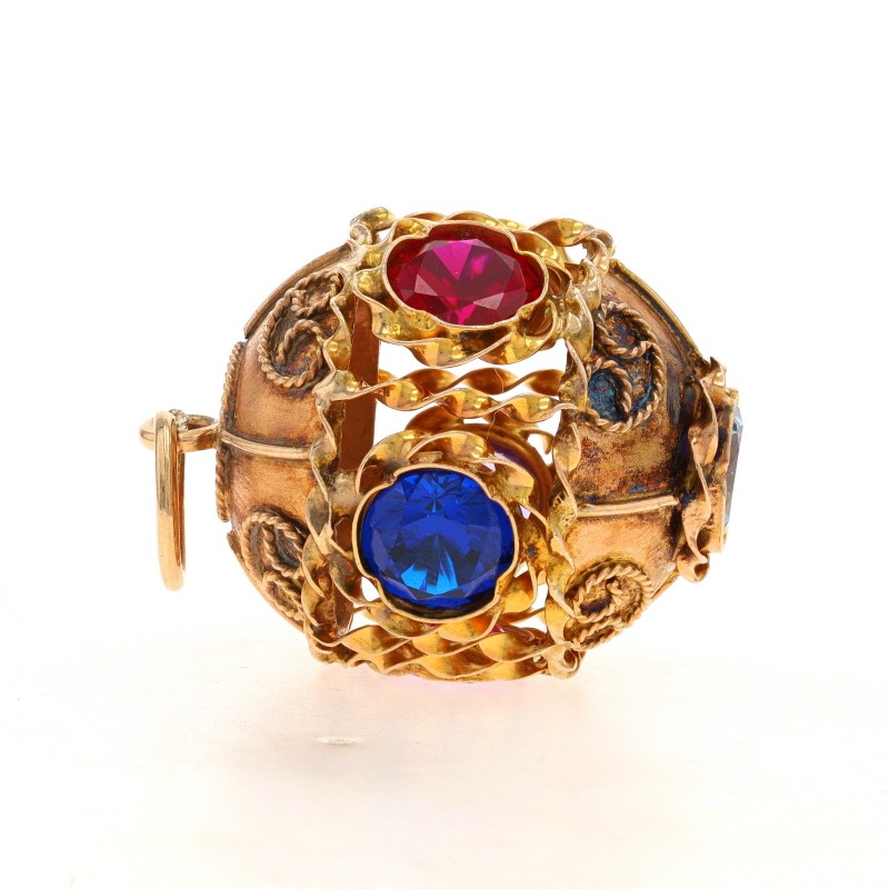 Yellow Gold Lab Created Spinel Ruby Sapphire Vint… - image 3