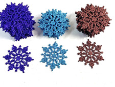 Lot of 56 Shatterproof Snowflake Christmas Ornaments Purple, Blue, Brown New