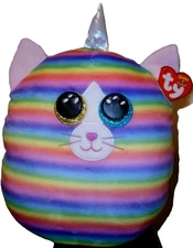 TY Squish-A-Boos Large Plush 12" HEATHER Unicat Pillow Type Soft Stuffed Toy NEW
