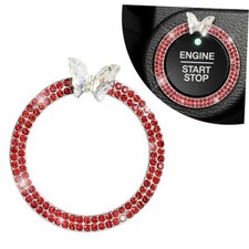 Bling Butterfly Car Start Button Ring Red