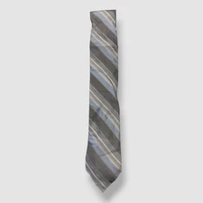 Ryan Seacrest Distinction Men's Gray Silk Stripe Slim Neck Tie Size 57x3