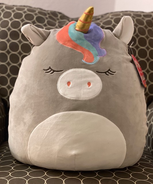 NWT Squishmallow 16” Gray Sleeping Unicorn Teresa Valentine 2020