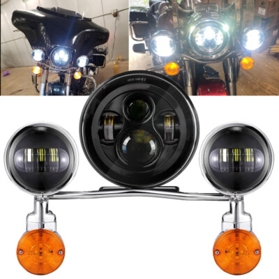 7'' LED Headlight + Fog Passing Lights Bar For Honda Shadow Aero Ace Phantom VLX
