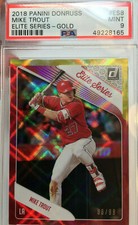 2018 Panini Donruss  #ES8 Mike Trout GOLD Serial #86/99  PSA 9