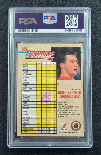 1992 JOSEF BERANEK Signed Bowman Hockey Trading Card-EDMONTON OILERS-PSA - Picture 3 of 4