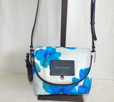 Marc Jacobs Handbag Purse Bag M0006107 Crossbody Nylon Flowers Navy Blue Leather