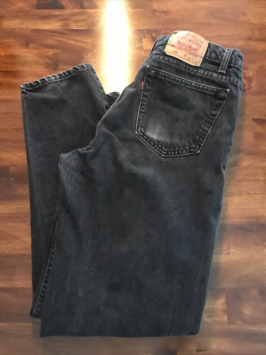 VTG Levis 550 Jeans Mens Black Red Tab Relaxed Fit Tapered 34x31 Made In USA