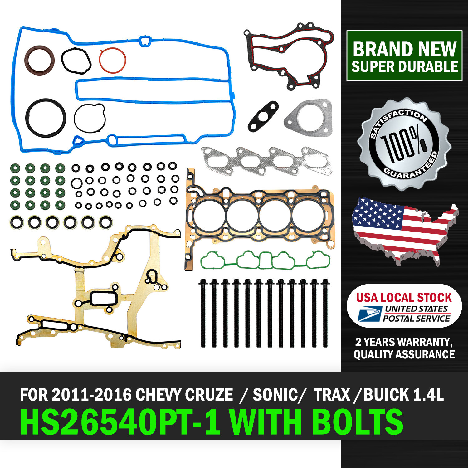 Cylinder Head Gasket Bolts Set HS26540PT-1 For Chevrolet Sonic 1.4L 2012-2016 US