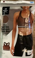 Member's Mark 2 Pack Seamless Racerback Sports Bra Size L White/Cinnamon