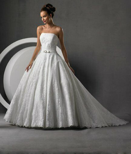 White Lace Ballgown Bridal Wedding Gown Dress Train Forever Yours 45226