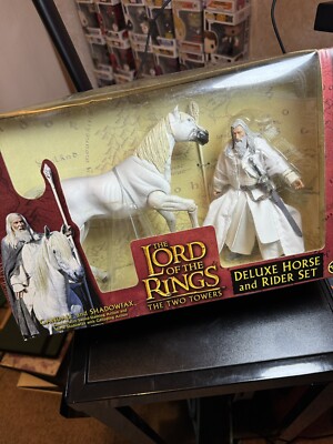 TOYBIZ LORD OF THE RINGS Two Towers GANDALF & SHADOWFAX DELUXE Horse RIDER SET