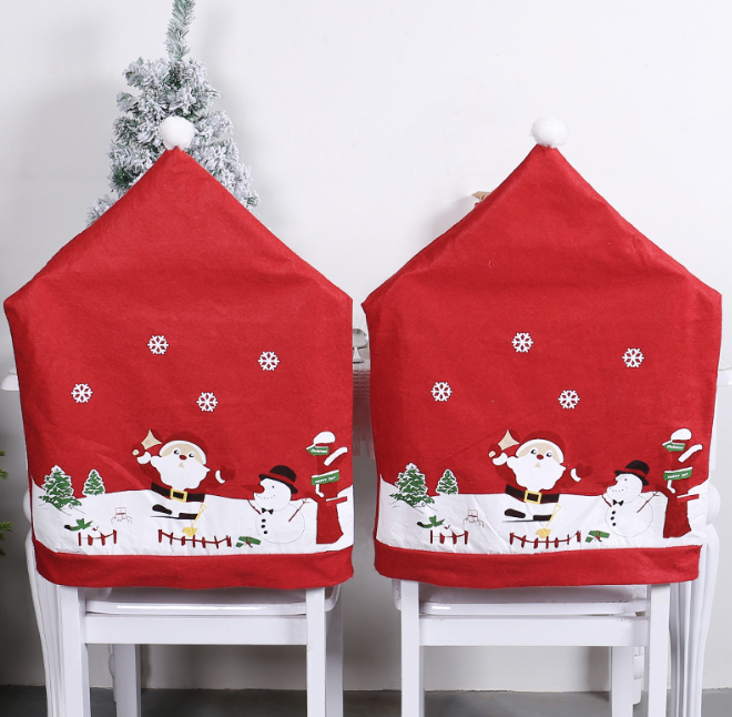 4-Pack Christmas Santa Claus Chair Covers – Red Non-Woven Fabric Dining Seat Covers For Holiday Home Party Decor