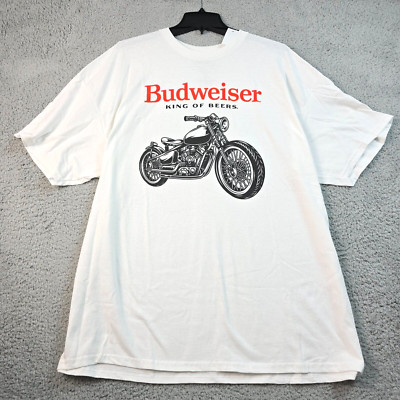 Budweiser Beer Harley Shirt Mens 2XL XXL White Biker Motorcycle Dive Bar NWT B
