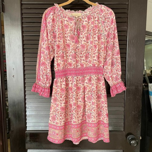 Floral Boho Smocked Long Sleeve Dress 