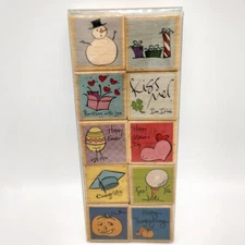 Studio G Oogaloo 10 Pack Vintage Stamp Set Seasonal Holiday Kids Art Craft Pack