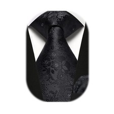 Blacks Ties for Men Woven Classic Necktie Handkerchief Set Formal Floral Tie ...