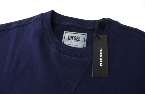 DIESEL S-Joe-B Felpa Men Sweatshirt L Navy Blue Crew Neck Fleece Classic Jersey - Picture 3 of 8