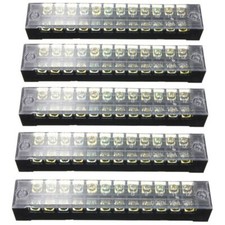 5PCS Dual Row 12Positions Screw Terminal Electric Barrier Strip Block 600V 15A