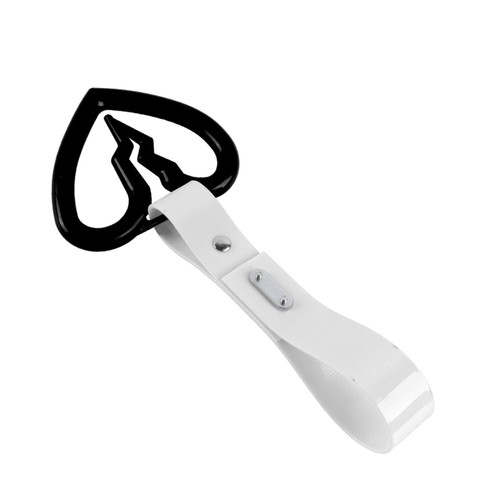 Black S Broken Heart JDM Ring Tsurikawa Subway Car Handle Strap -White PVC X2 - Picture 3 of 7