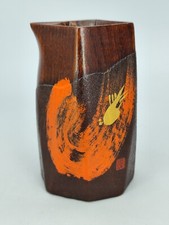Interesting Japanese Wood Pot With Hand Painted Fabric Covering