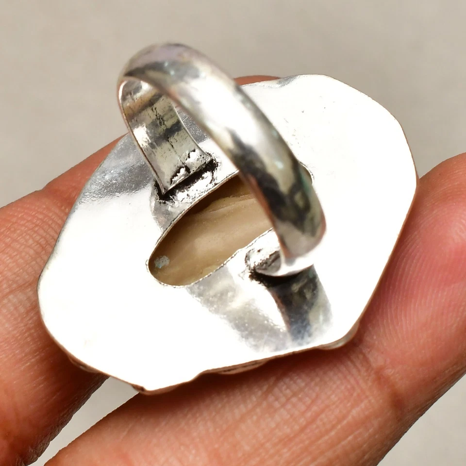 Perlmutt Edelstein 925 Sterling Silber Schmuck Ring Größe 7,5 - Bild 4 von 4