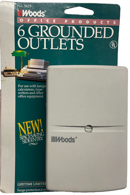 Woods 6-Outlets Converter & Grounded - Side Entry Design, White