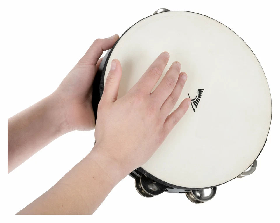 Holz Hand Musikinstrument Percussion Schellentrommel Tamburin Tambourine Schwarz - Bild 4 von 4