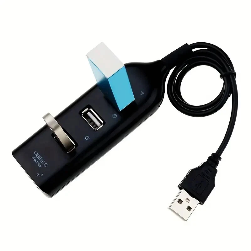 Hub USB 4 Porte adattatore USB 2.0 Cavo e Alimentatore Mini Splitter PC - Immagine 2 di 3