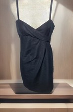 GF Ferre Size 6 Little Black Dress Gathered Mini Metallic Cocktail Spaghetti