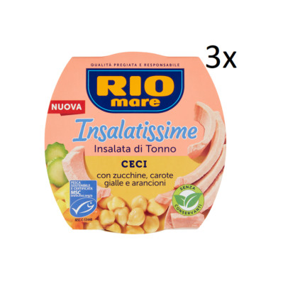 3x Rio Mare Insalatissime Ceci Thunfischsalat Kichererbsen Fertiggerichte 160g