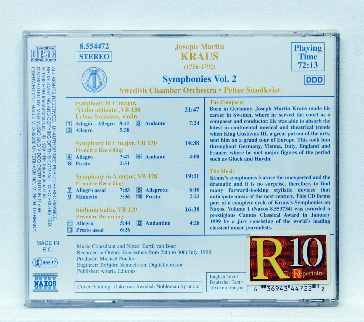 PETTER SUNDKVIST - KRAUS symphonies vol.2 - NAXOS CD NM | eBay