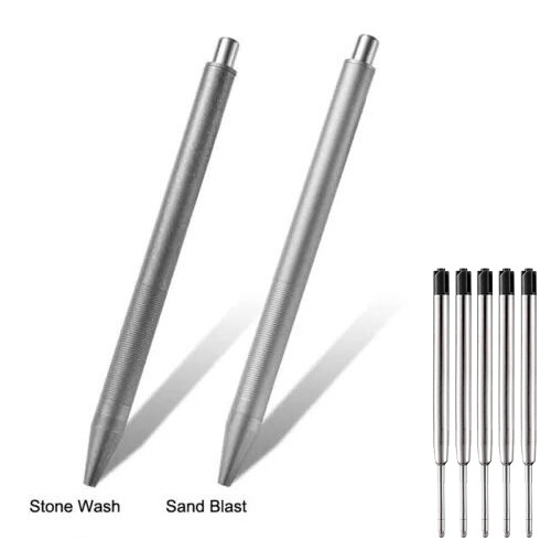 Titanium Alloy Pocket Ball Pen Signature Tactical EDC Pen Free 5pcs G2 Refill - Picture 1 of 13