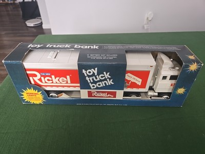 1990's Rickel Toy Semi Truck Coin Bank with Working Lights With Box MIB