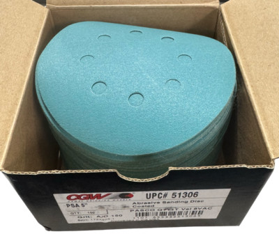 CGW 5'' Hook & Loop Sanding Discs 8 Hole 150 Grit Aluminum Oxide 100 Pack